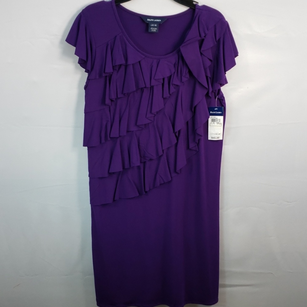 RALPH LAUREN POLO PINK RUFFLES CAP SLEEVE DRESS 14